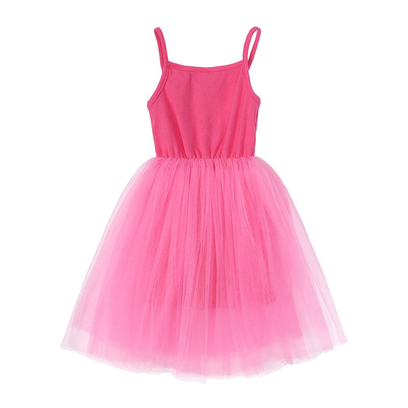 Geripptes Mesh-Trägerkleid für Mädchen