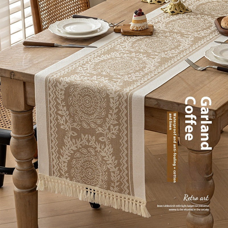 Toalha de mesa comprida em algodão e linho