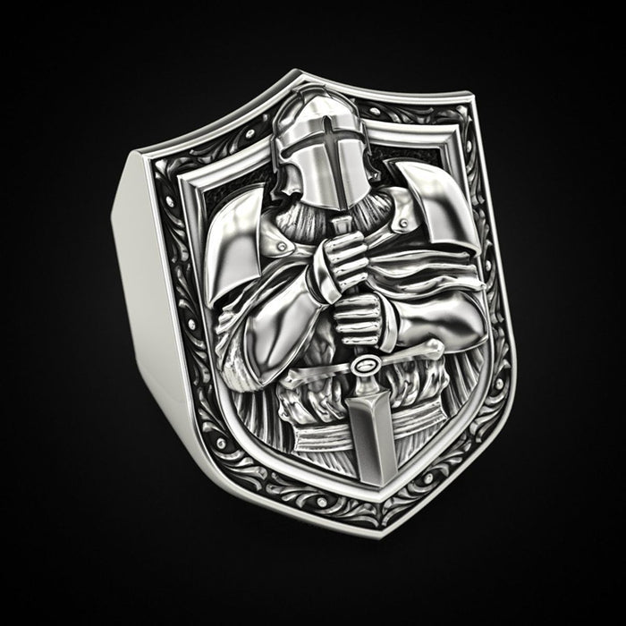 European And American Shield-shaped Sword Knight Ring For Men