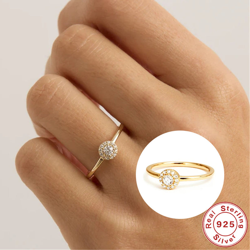Anel Moissanite de Canto Arredondado Vento Ouro 18K