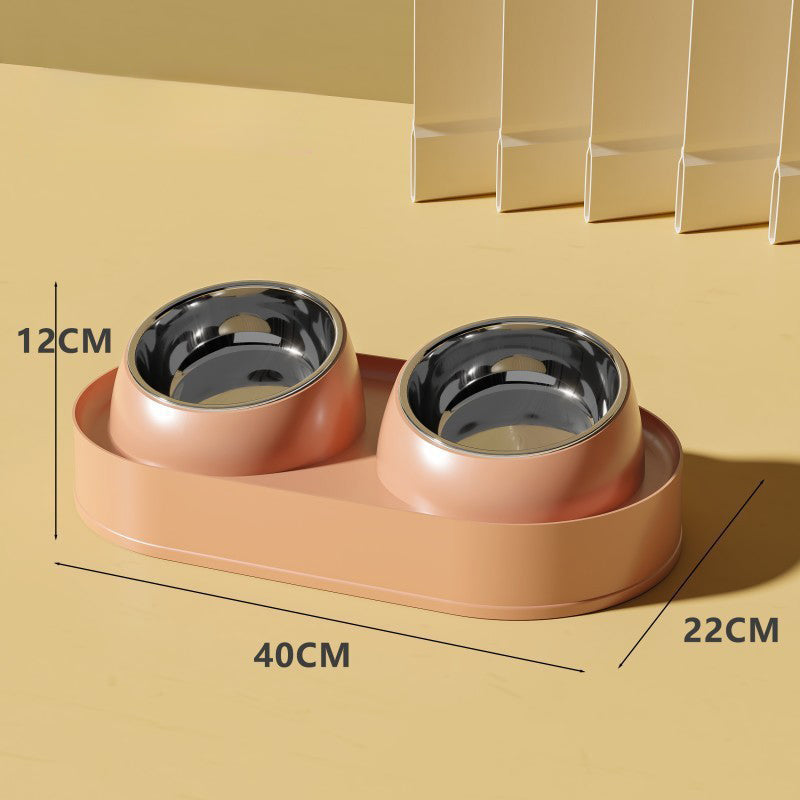 Tigela Dupla para Animais de Estimação com Inclinação para Proteção do Pescoço, Taça Antiderrapante para Cão e Gato, Comedouro e Bebedouro Elevado, Previne Queixo Preto, Artigos para Animais