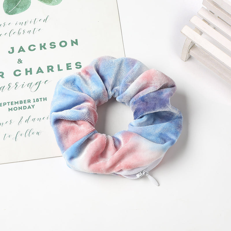 European And American Printed Satin Zipper Large Intestine Hair Ring