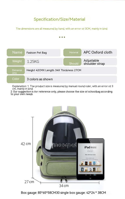 Outdoor Portable Breathable Space Pet Cabin Backpack