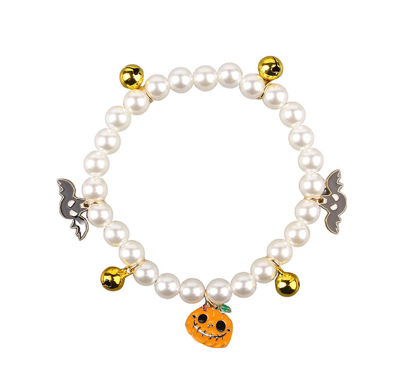 Halloween-Halsband für Katzen mit Perlenketten-Dekoration