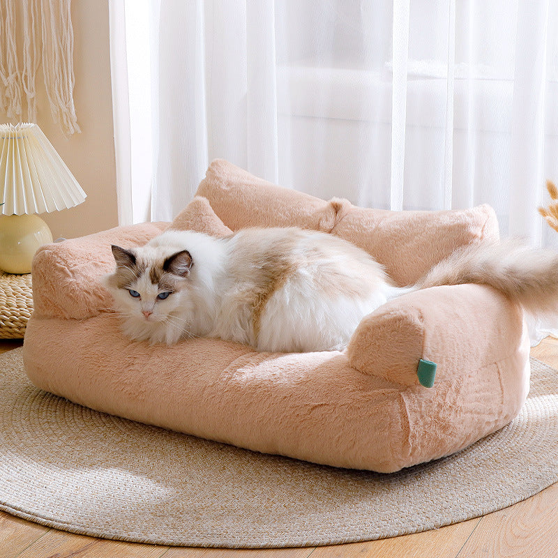 Cama de Inverno para Gato Sofá Acolhedor de Peluche
