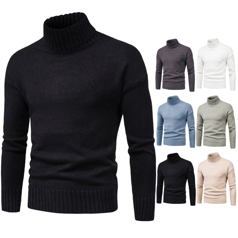 Camisola de Malha de Gola Alta de Cor Sólida para Homem