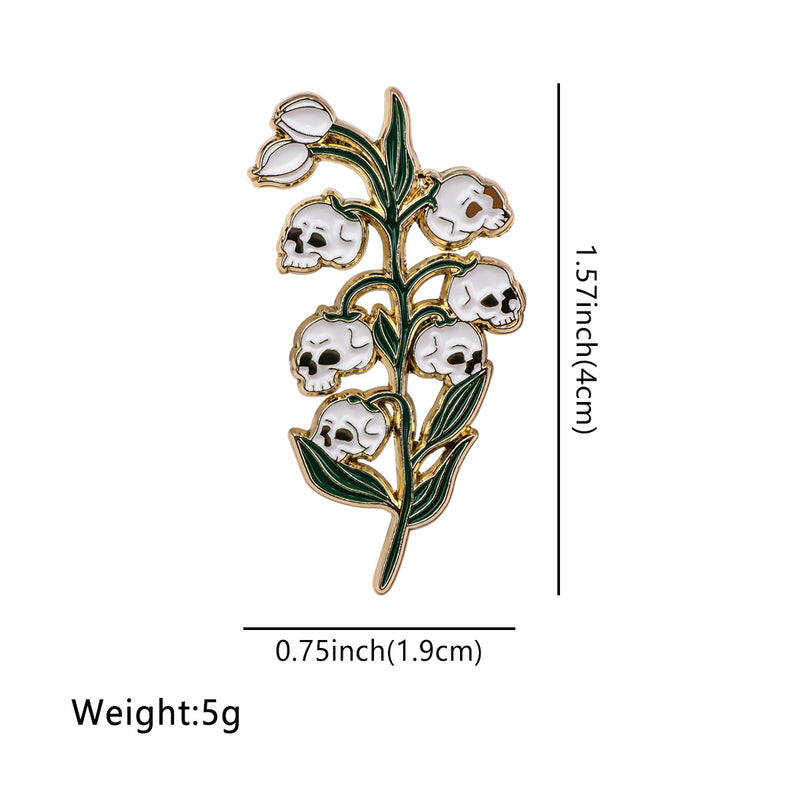 Skull Flower Brooch Backpack Ornament Accessories Pin Alloy