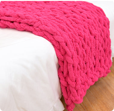Ins handmade coarse wool woven chenille blanket