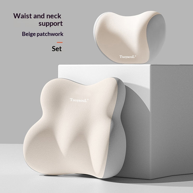 Car Headrest And Lumbar Support Set In Assorted Colors