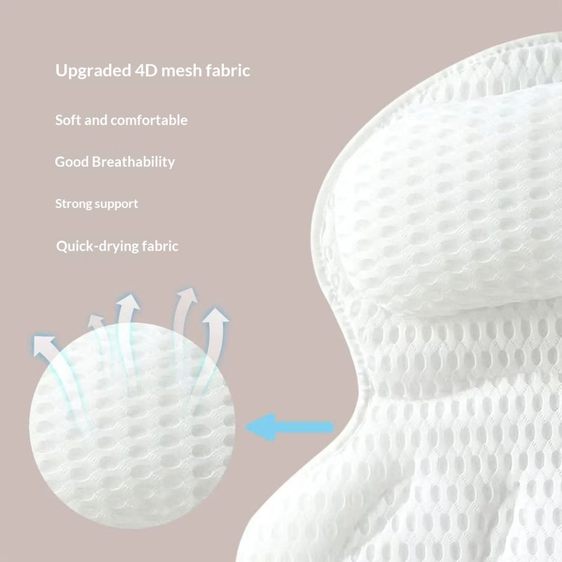 Machine-washable 4D Bath Pillow Bathtub Cushion Bathroom Pillow