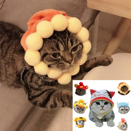 Divertido disfarce de cão e gato, gorro quente, adereço para fotos, acessório de cabeça