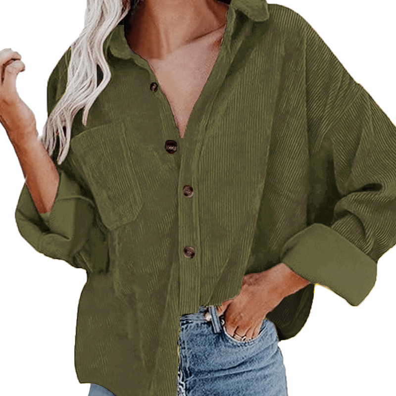 Solid Color Lapel Corduroy Casual Jacket