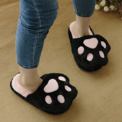Imitation rabbit fur and cat's paw slippers