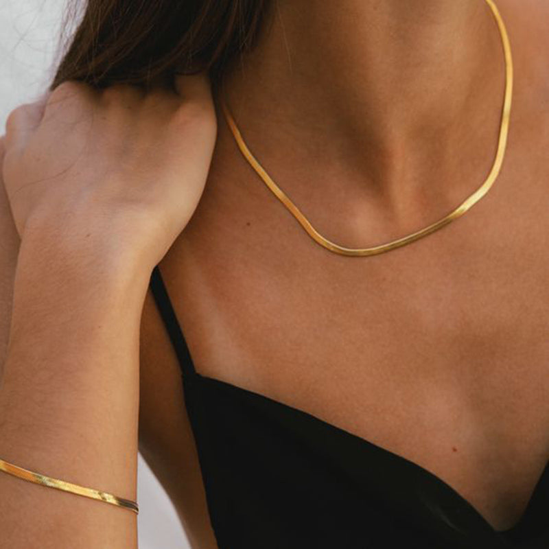 Damenmode Edelstahl Halskette Armband