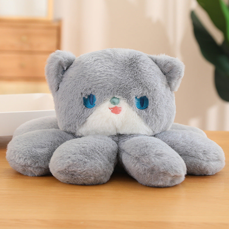Boneco de gato-alforreca, peluche de gatinho e polvo fofo