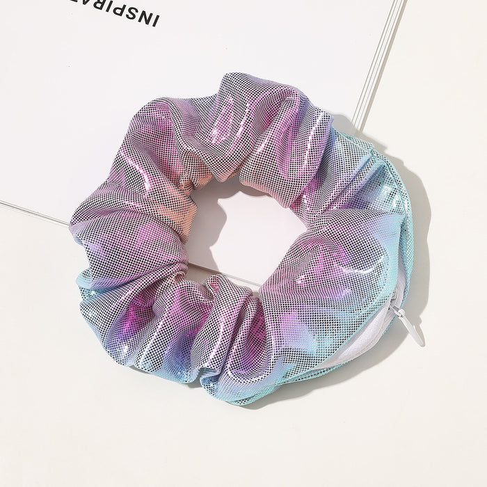 European And American Printed Satin Zipper Large Intestine Hair Ring