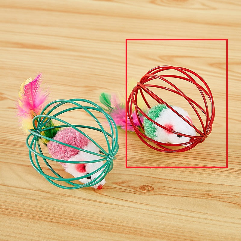 Katzenspielzeug Drahtmaus zum Selbstbeschäftigen, lackiert, zum Knabbern