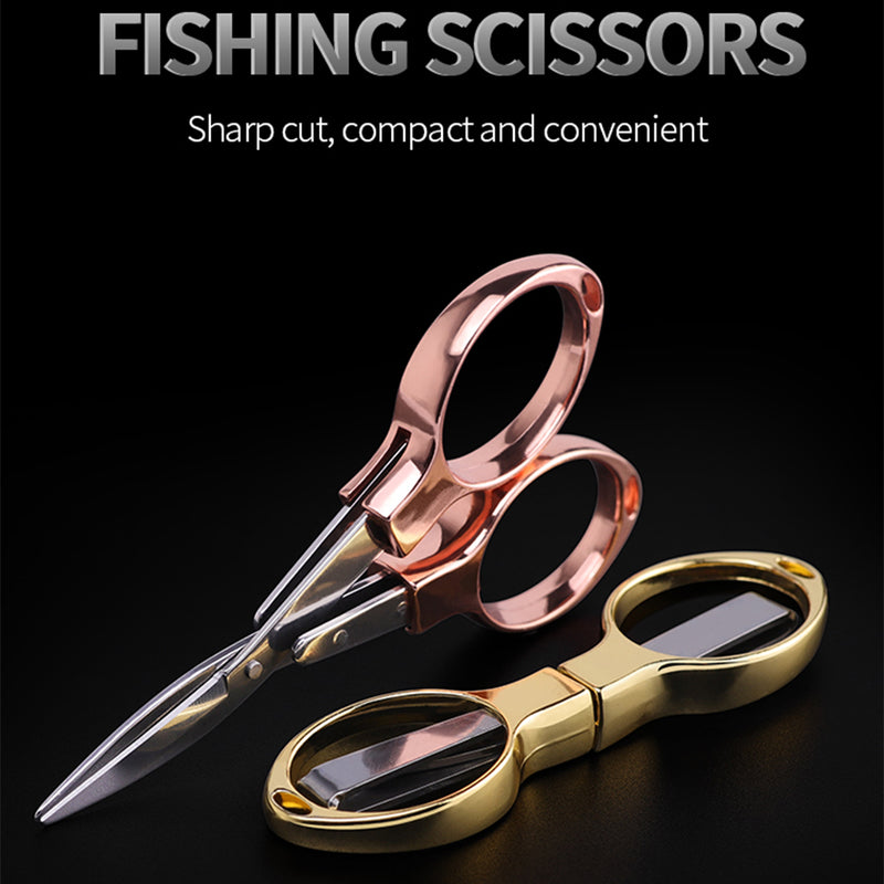 Mini Stainless Steel Folding Scissor Keychain Fishing Scissor Cutter Camping Tool Fishing Pliers Scissors Line Cutter Tool