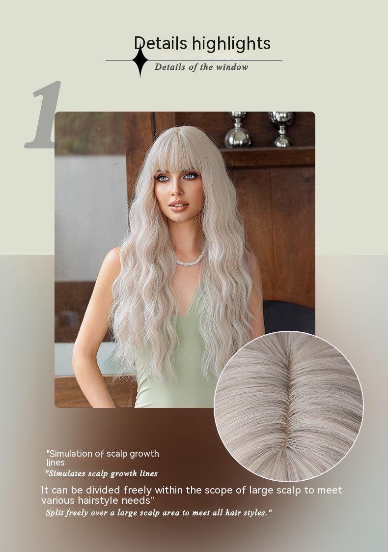 Silberrosa gelockte lange Haare Vollperücke Naturgetreu flauschig Lolita Anime Cosplay