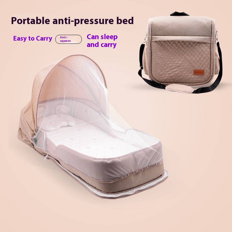 Cama de bebé para cama, berço dobrável e portátil para recém-nascido