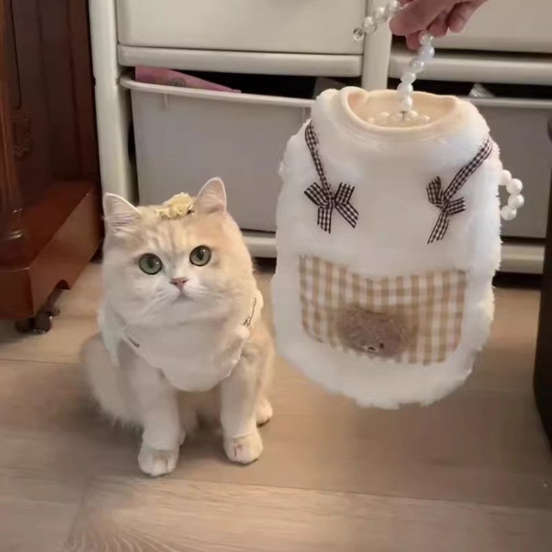 Roupa para Gato Estilo Outono e Inverno Anti-queda de Pelo Vestuário em Velo Quente