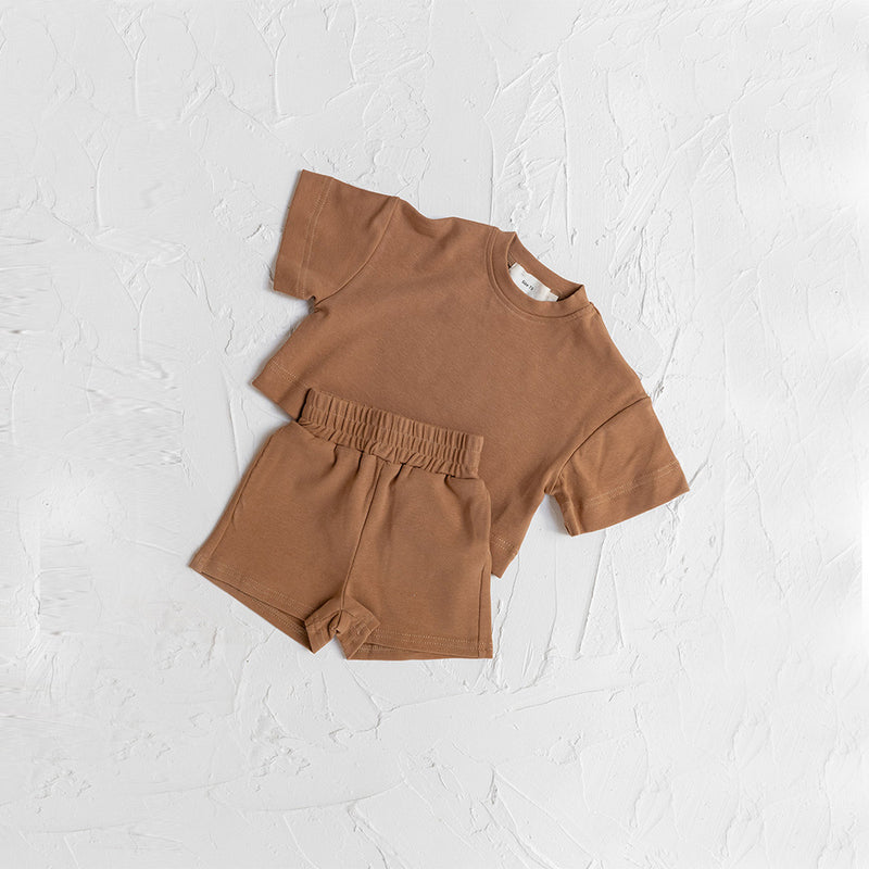 Short Sleeves For Baby And Infants Shorts Set Pure Color Soft Sports T-shirts Two-piece Set