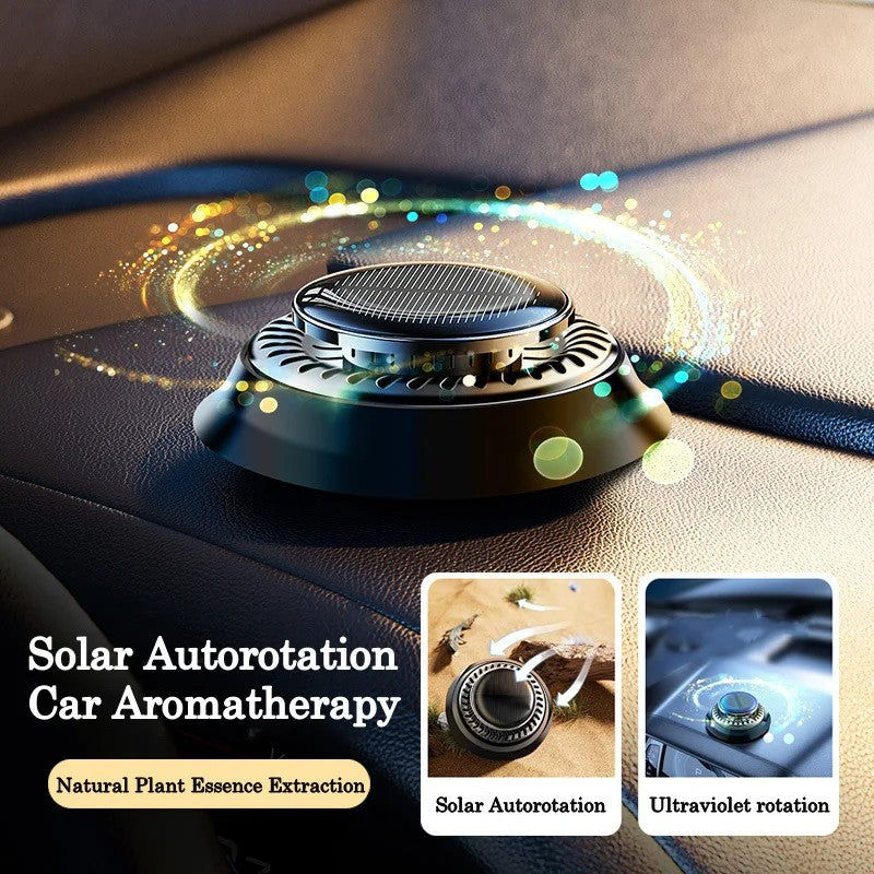 Ambientador de Ar Cinético Portátil para Carro com Alimentação Solar, Difusor de Perfume com Rotação de Anel Duplo e Purificador de Ar