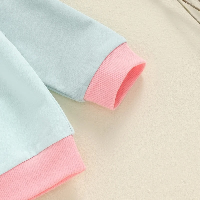Children's Minimalist And Versatile Color Blocking Long Sleeved Set