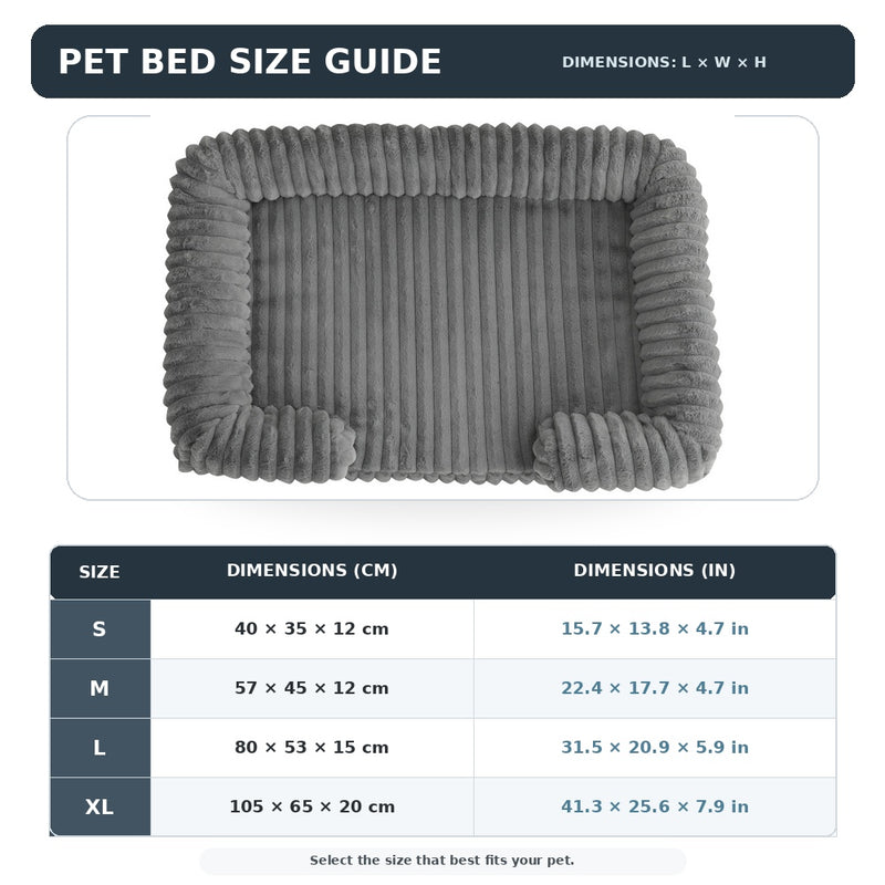 Bolster Dog Bed,Washable Thick Striped Plush Calming Dog Sofa Bed, Non-Slip Indoor Joint Relief Pet Bed For Small, Medium, And Large Breeds