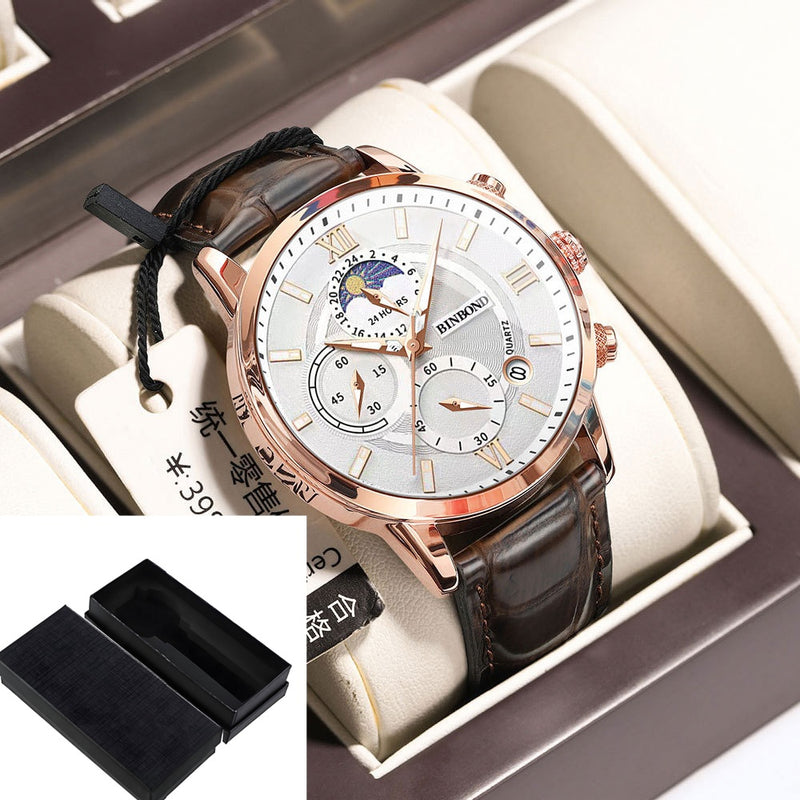 Einfacher multifunktionaler Chronograph, wasserdichte Quarzuhr