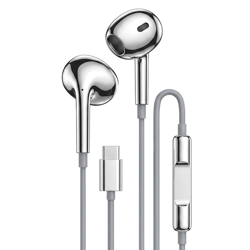 Fourth-generation Electroplated Silver-colored Wired Earphones With A Glossy Finish