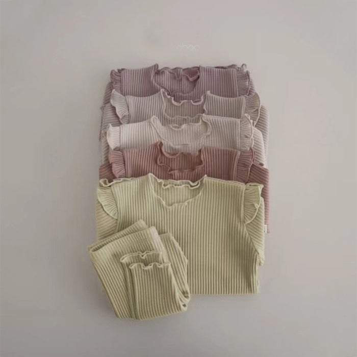 Girls' Long Sleeve Homewear Set Cotton Pit Strips