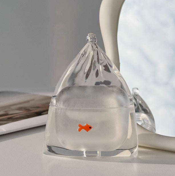 Transparent Soft Silicone Not Easy To Touch Gray Goldfish Earphone Case Protective Cover