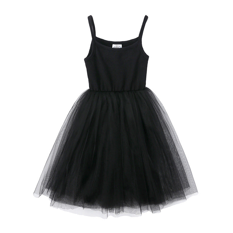 Geripptes Mesh-Trägerkleid für Mädchen