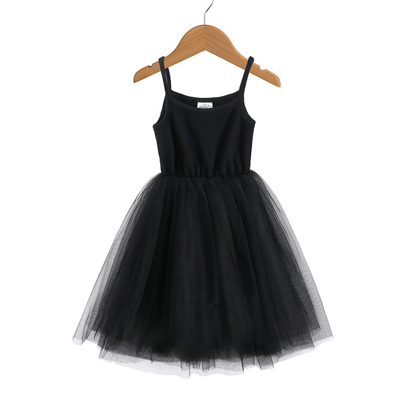 Geripptes Mesh-Trägerkleid für Mädchen