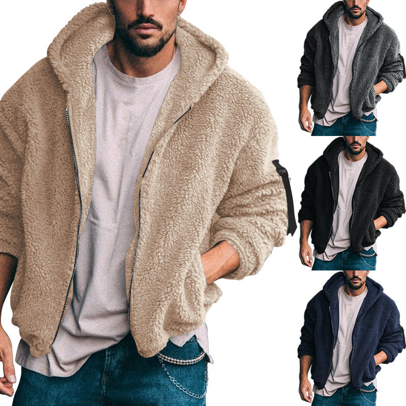 Herren Winter Neu doppelseitige Bejirog warme Kapuzen-Reißverschluss-Freizeitjacke Mantel