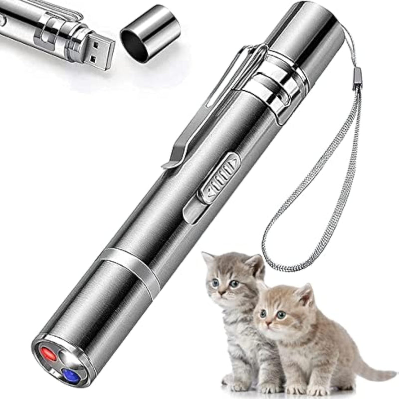 Apontador laser para gatos, brinquedo interativo com luz em forma de rato para gatos de interior, varinha para manter o seu gato entretido, ideal para gatinhos, gatos e cães brincarem e perseguirem.