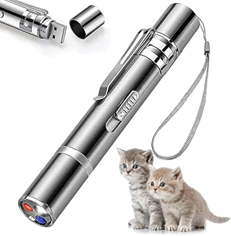 Apontador laser para gatos, brinquedo interativo com luz em forma de rato para gatos de interior, varinha para manter o seu gato entretido, ideal para gatinhos, gatos e cães brincarem e perseguirem.