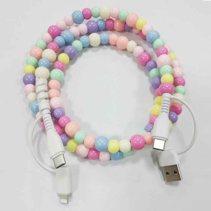 2-in-1 Ladekabel mit farbigen Perlen