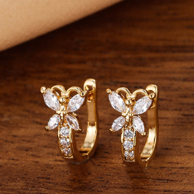 Vintage Pastoral Style Earrings Edge Inlaid Zircon Small Butterfly Ear Clip