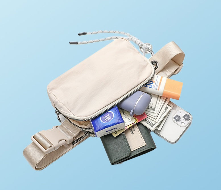 Bolsa de cintura impermeável em nylon de camada dupla para desporto e lazer