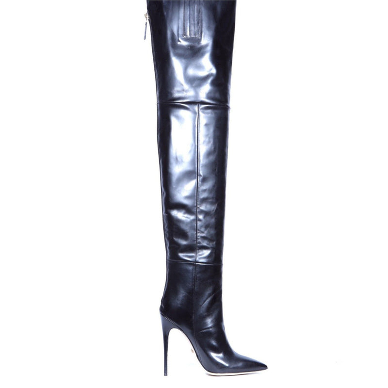 Pointed-toe Back-zip Womens Plus-size Over-the-knee High Heels