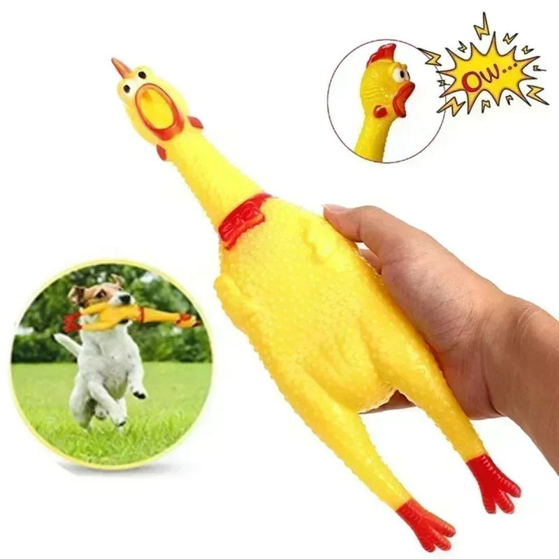 Novo Brinquedo de Borracha para Cão, Galinha Gritadora, Durável e Divertido, Amarelo
