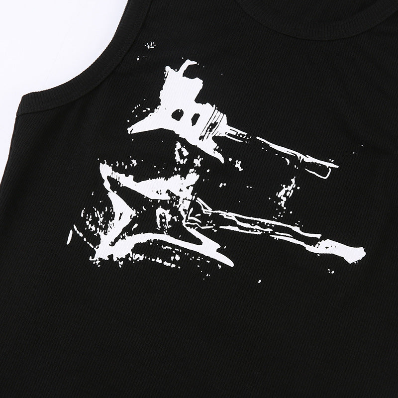 American Guitar Doodle Print Vest