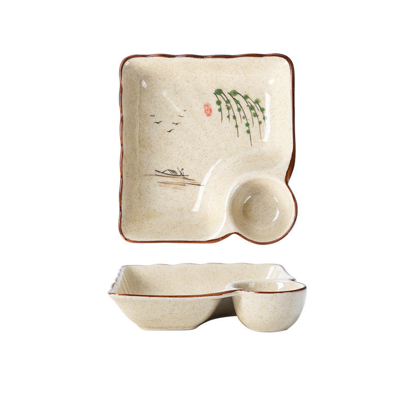 Prato de Sushi em Cerâmica Japonesa com Grelha para Dumplings
