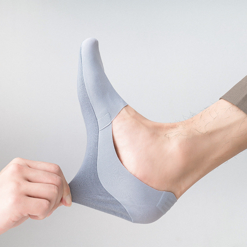 Unsichtbare Herren-Sneakersocken aus Eisseide mit Silikon-Antirutsch-Beschichtung und Baumwollsohle