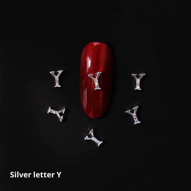 26 Letter Alloy Nail Ornament Nail Crystal