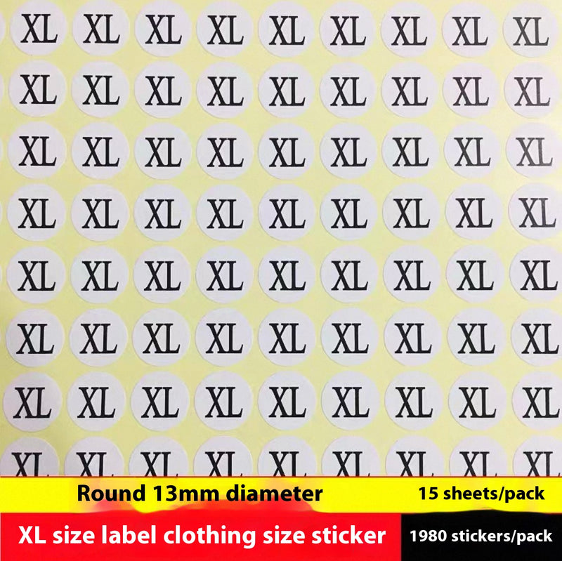 Clothes Size Sticker Digital Adhesive Sticker