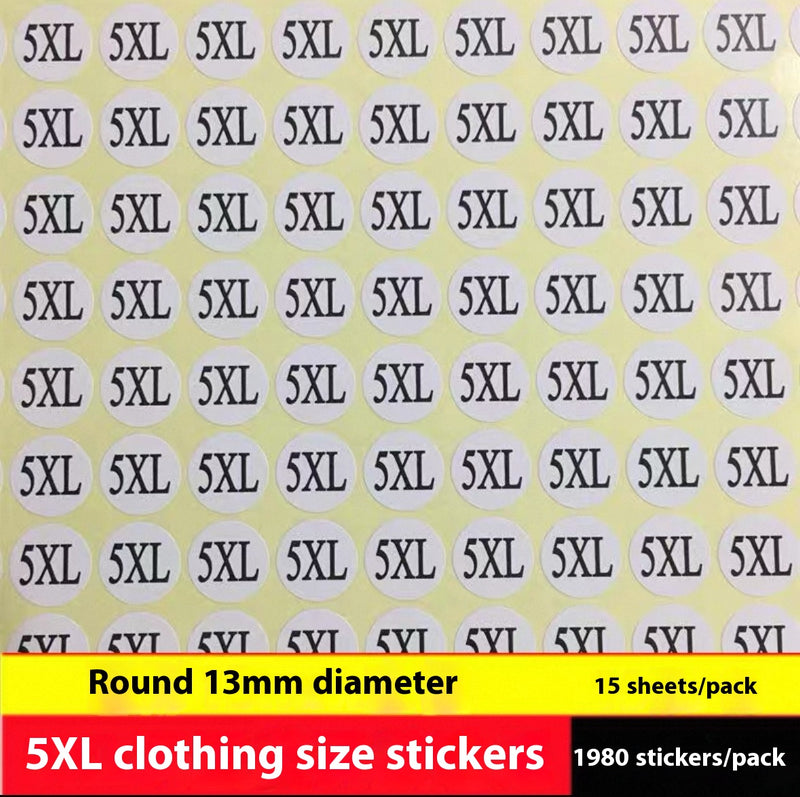 Clothes Size Sticker Digital Adhesive Sticker