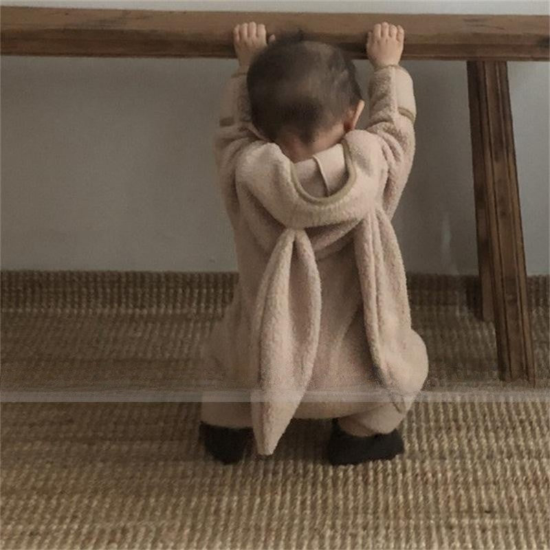 Cute Rabbit Ears Lamb Hair Hooded Outdoor Climbing Suit